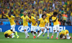 Brazil celebrate after their dramatic World Cup penalty shoot-out win over Chile