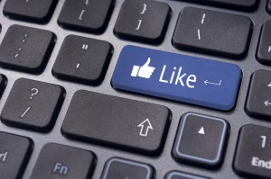 like message on keyboard button, social media concepts