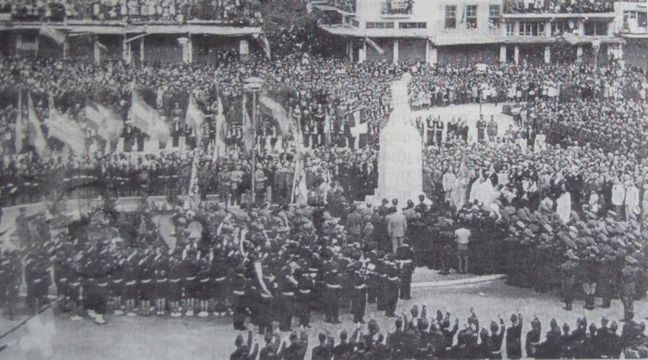 Αποκαλυπτήρια αγάλματος Στρατιώτη Βαλκανικών Πολέμων το 1938 (Αρχείο εφημ. ΤΑΧΥΔΡΟΜΟΥ)